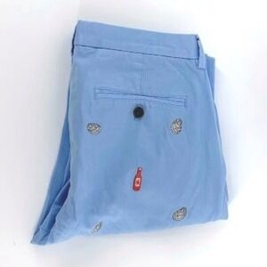 Vineyard Vines Breaker Pants Mens 30x29 Blue Embroidered Oyster Lemon hot sauce